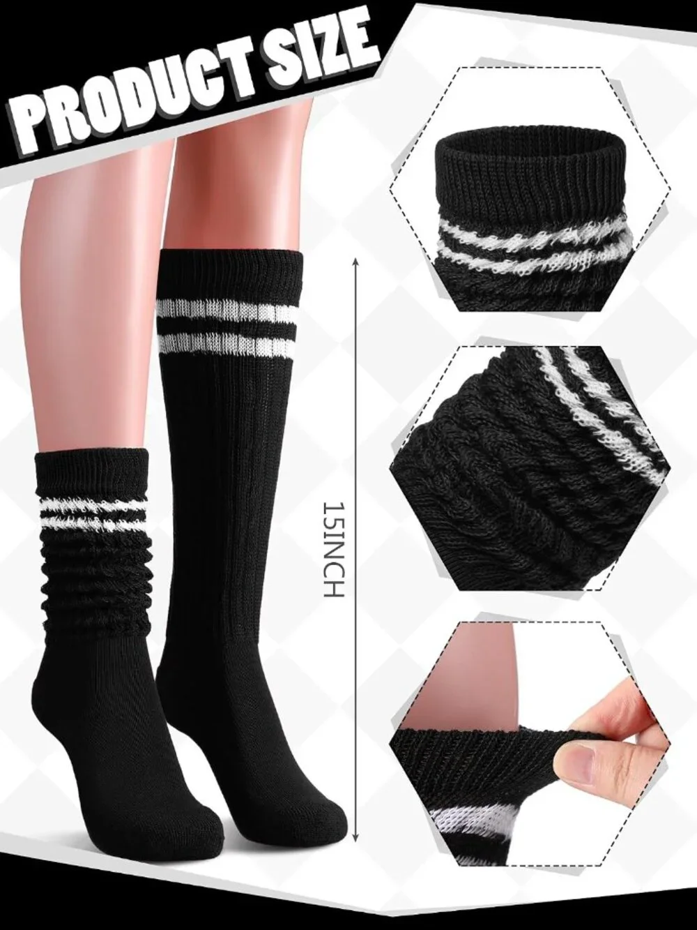 🧦Women Classic Colour 4 Pairs Neon Slouch Socks Scrunch Socks Athletic Slouchy